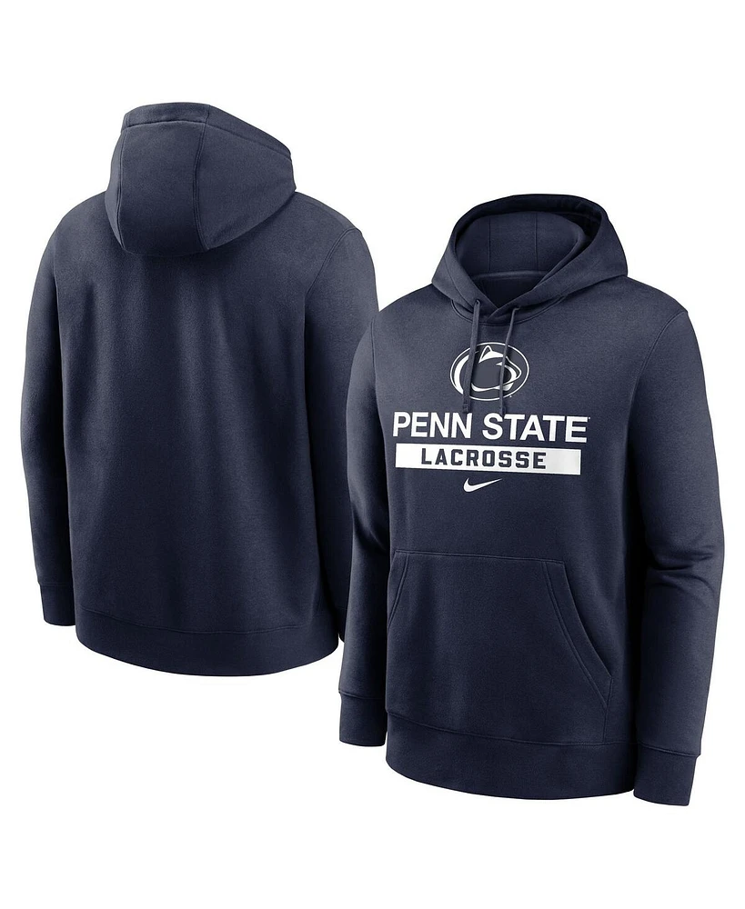 Nike Men's Navy Penn State Nittany Lions Lacrosse Stacked Fleece Pullover Hoodie