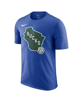 Nike Men's Royal Milwaukee Bucks 2024/25 City Edition Essential Logo T-Shirt