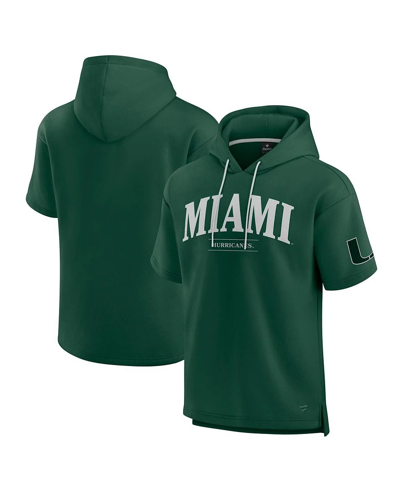 Fanatics Men's Green Miami Hurricanes Ready Short Sleeve Pullover Hoodie