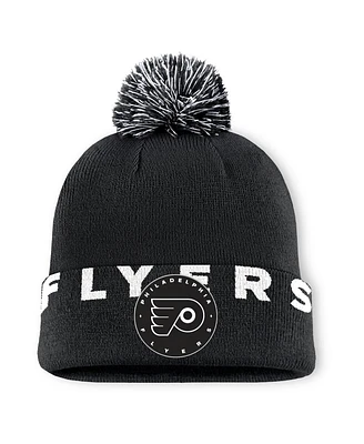 Fanatics Men's Black Philadelphia Flyers Fundamental High Stick Cuffed Knit Hat with Pom