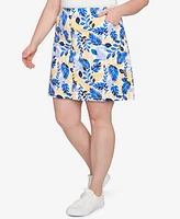 Hearts Of Palm Plus Making Waves Printed Pull On Skort