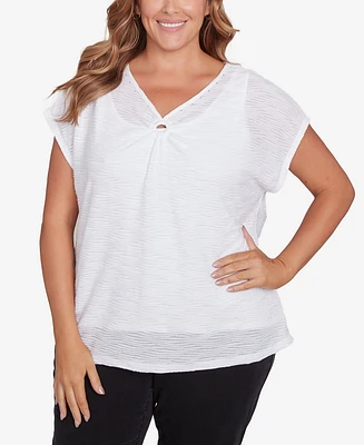 Hearts Of Palm Plus Size Making Waves Textured Short Sleeve Top