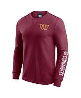 Fanatics Men's Burgundy Washington Commanders Washed Waffle-Knit Long Sleeve T-Shirt