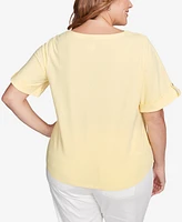 Hearts Of Palm Plus Making Waves Solid Short Sleeve Top