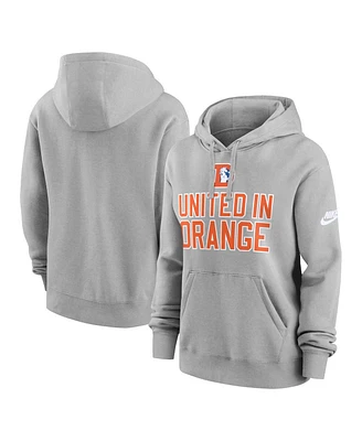 Nike Women's Heather Gray Denver Broncos Club Logo Pullover Hoodie