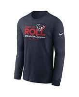 Nike Men's Navy Houston Texans 2024 Afc South Division Champions Locker Room Trophy Collection Long Sleeve T-Shirt