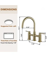3 Hole Kitchen Faucet with Pull Down Sprayer and Side