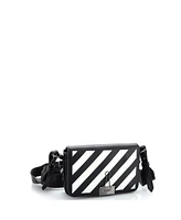 Pre-Owned Off White Mini Binder Clip Flap Bag Striped Leather