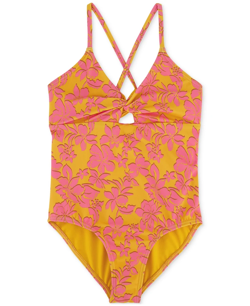 Roxy Big Girls Island Time Twist-Front One-Piece Swimsuit