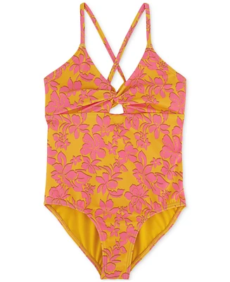 Roxy Big Girls Island Time Twist-Front One-Piece Swimsuit