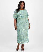 Sl Fashions Plus Round-Neck Blouson Sequin Dress