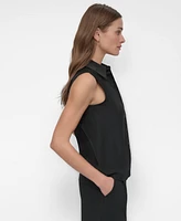 Dkny Women's Sleeveless Button-Front Collared Blouse