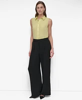 Dkny Women's Sleeveless Button-Front Collared Blouse