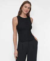 Dkny Women's Ribbed Sleeveless Crewneck Sweater