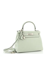 Pre-Owned HERMES Kelly 28 Handbag Grey Togo with Palladium Hardware