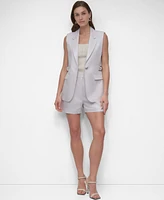 Dkny Women's Notch-Collar Belted Sleeveless Vest Jacket