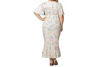 Kiyonna Plus Alexandra Ruffle Faux Wrap Gown