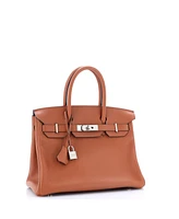Pre-Owned HERMES Birkin 30 Handbag Brown Novillo with Palladium Hardware