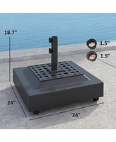 Outsunny Fillable Patio Umbrella Base Outdoor Umbrella Sd with Wheels