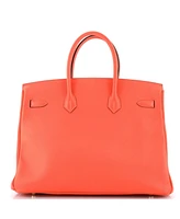 Pre-Owned HERMES Birkin 35 Handbag Red Epsom with Gold Hardware