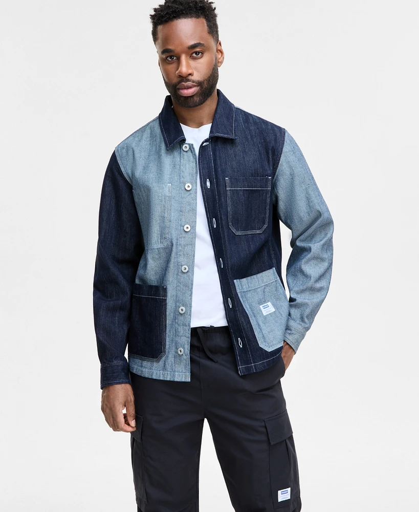 Hugo Boss Men's Eberse Relaxed Fit Two-Tone Button-Front Denim Shirt Jacket
