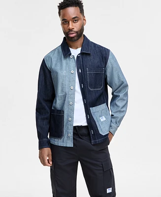 Hugo Boss Men's Eberse Relaxed Fit Two-Tone Button-Front Denim Shirt Jacket