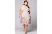 Kiyonna Plus Breezy Border Print Cocktail Dress