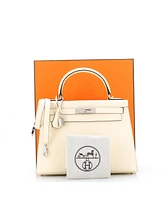 Pre-Owned HERMES Kelly 28 Handbag Light Epsom with Palladium Hardware