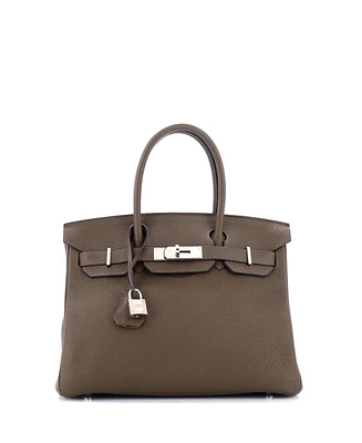 Pre-Owned HERMES Birkin 30 Handbag Verso Clemence with Palladium Hardware - Verso