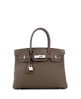 Pre-Owned HERMES Birkin 30 Handbag Verso Clemence with Palladium Hardware - Verso