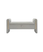 Modern Teddy Bed End Bench with Arms and Storage,Upholstered Large Foot Rest Stool, Comfy Window Vanity Bench for Living Room,Bedroom,Dorm,coffee Tabl