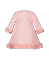 Blueberi Boulevard Baby Girls 2-Piece Rosette Trim Textured Swing Coat and Tulle Dress Set