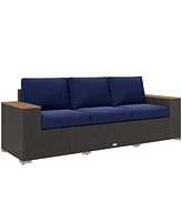 Outsunny 3-Seater Outdoor Sofa w/ Thick Cushions, Patio Couch,