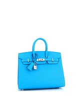 Pre-Owned HERMES Birkin 25 Handbag Blue Epsom with Palladium Hardware