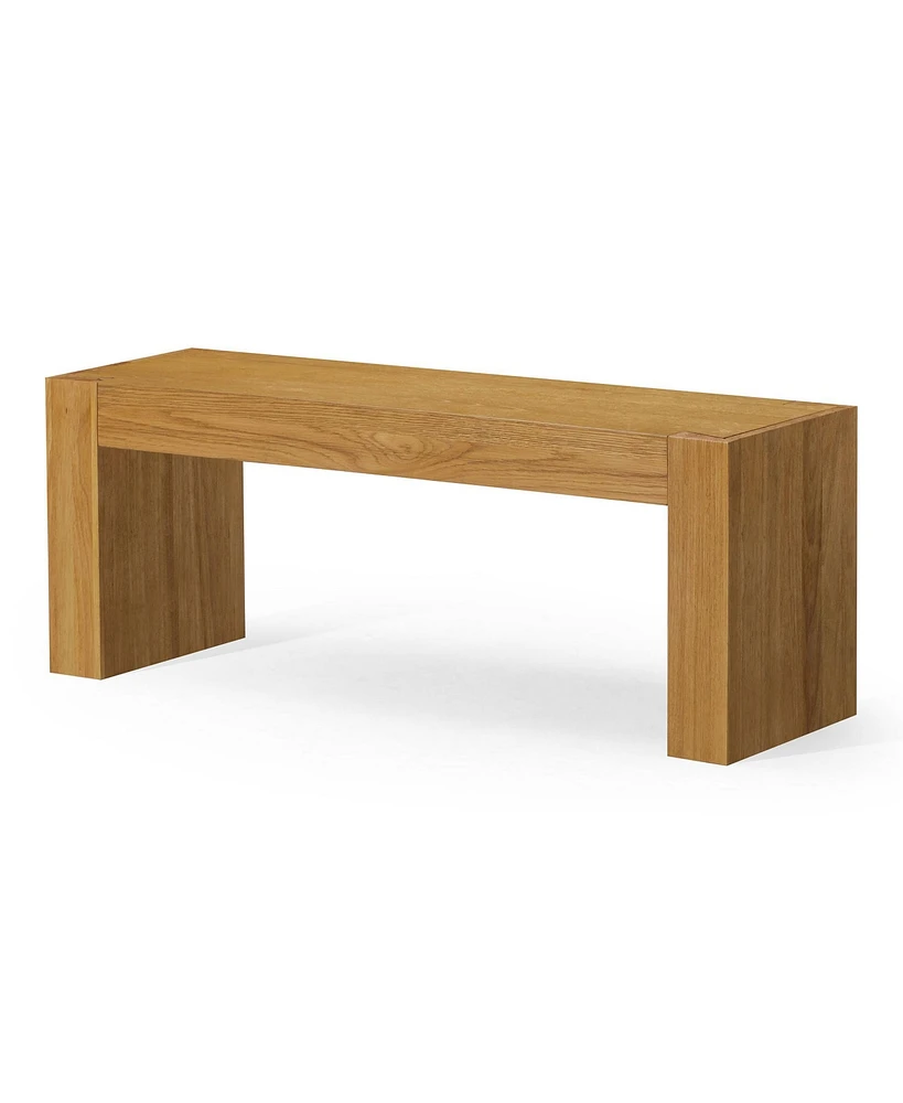Maven Lane Zeno Contemporary Wooden Bench in Weathered Natural Finish