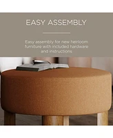 Maven Lane Celia Contemporary Upholstered Ottoman with Refined Brown Wood Finish