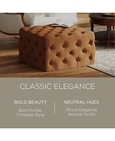 Maven Lane Henry Traditional Ottoman in Clay Fabric Upholstery