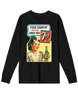 7UP Your Standby Always Likes You Crew Neck Long Sleeve Black Adult Tee-3XL