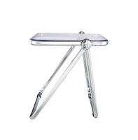 Rectangular Folding Side Table in Chrome Finish with Plastic Tabletop