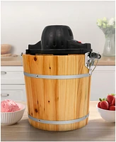 Elite Cuisine 4 Quart Old Fashioned Pine Bucket Electric/Manual Ice Cream Maker