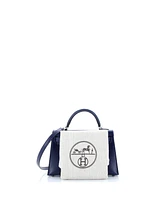 Pre-Owned HERMES Kelly 20 Handbag Blue Box Calf with Palladium Hardware
