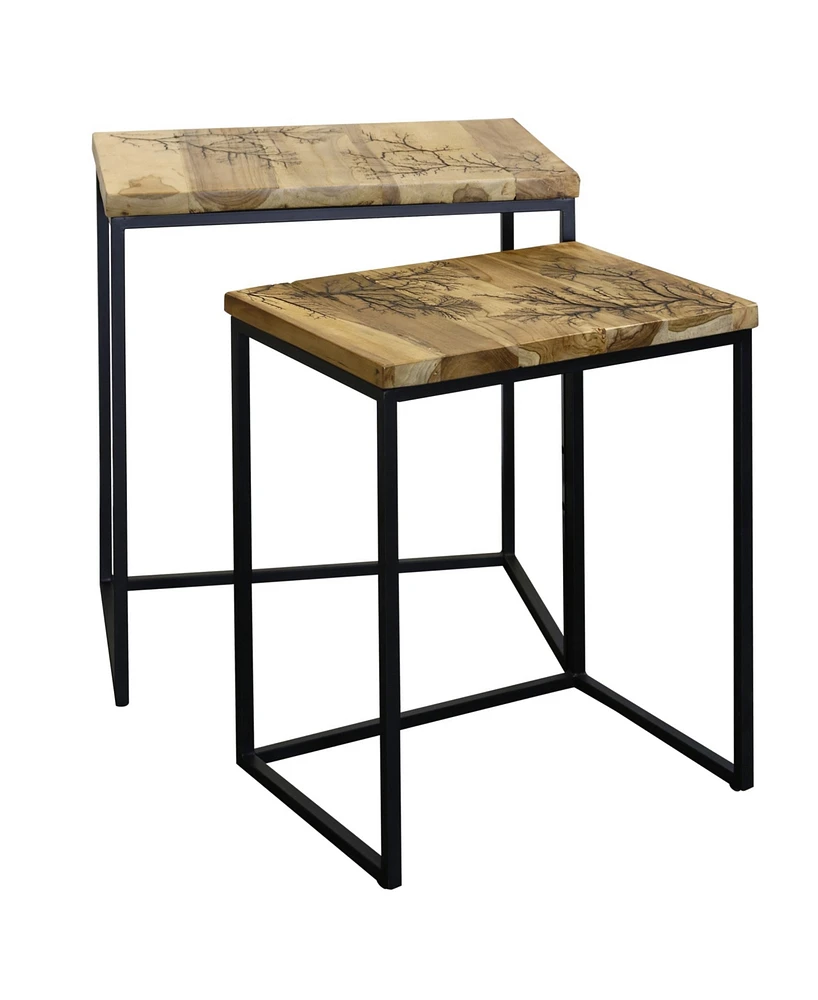 StyleCraft Home Collection 2-Pc. Wood Winter Rectangular Side Table