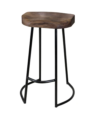 StyleCraft Home Collection 26" Wood Gavin Rustic Sculpted Counter Stool