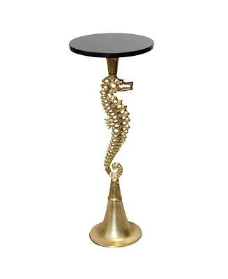 StyleCraft Home Collection 10" Cast Aluminum Seahorse Coastal End Table