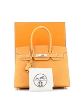 Pre-Owned HERMES Birkin 30 Handbag Brown Vache Naturelle Grainee with Palladium Hardware