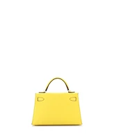 Pre-Owned HERMES Kelly 20 Handbag Yellow Epsom with Palladium Hardware