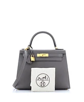 Pre-Owned HERMES Kelly 28 Handbag Grey Epsom with Gold Hardware