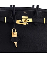 Pre-Owned HERMES Birkin 30 Handbag Black Togo with Rose Gold Hardware