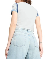 Puma Women's Cotton Logo Contrast-Trim Cropped T-Shirt