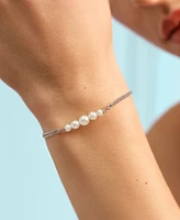 Olivia Burton Cultivated Pearls and Beads Silver Tone Bracelet